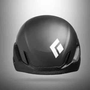 Black Diamond climbing helmet in matte black with white logo
