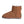 Chestnut suede ankle boot with white shearling lining and flat rubber sole