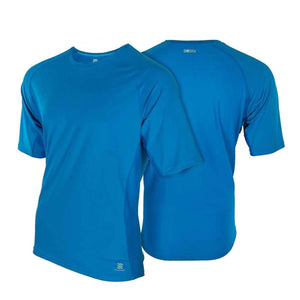Fieldsheer blue short sleeve cooling crew neck shirt front and back view