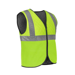 Mobile Cooling high visibility yellow quilted safety vest with reflective strips