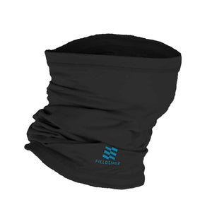Black Mobile Cooling neck gaiter with blue Fieldsheer logo