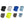Eight Mobile Cooling neck gaiters in various solid colors and one wave pattern