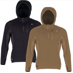 Mobile Warming black and tan hooded quarter zip fleece pullovers