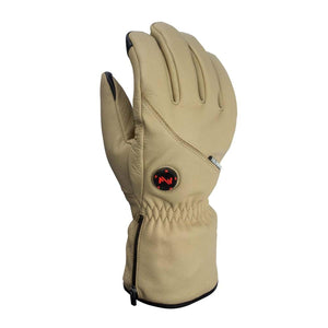 Fieldsheer tan leather heated glove with side zipper and power button