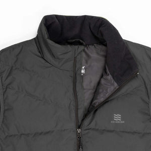 Mobile Warming black quilted vest with high collar and front zipper