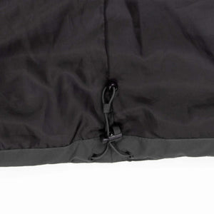 Mobile Warming jacket hem with adjustable drawstring toggle