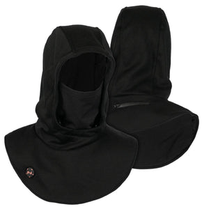 Mobile Warming black heated balaclava hood with integrated power button