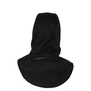 Mobile Warming black hooded neck gaiter with zippered pocket