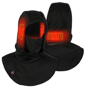 Mobile Warming black heated balaclava with glowing red heating elements