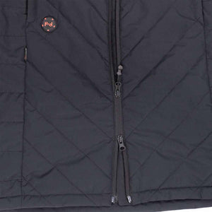 Mobile Warming black quilted vest with front zipper and power button