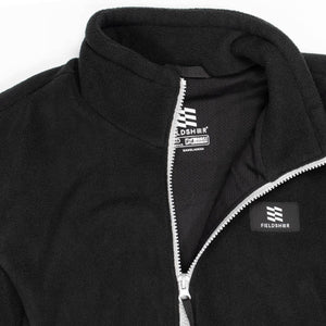 Black Mobile Warming fleece jacket with front zipper and Fieldsheer logo patch