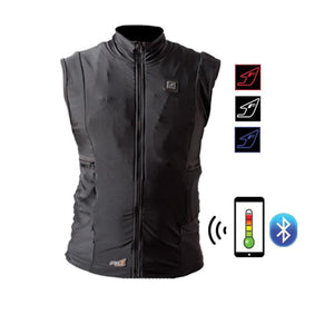 Fired Up X black heated vest with Bluetooth smartphone temperature control icons