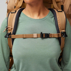 FjallRaven backpack sternum strap fastened across chest