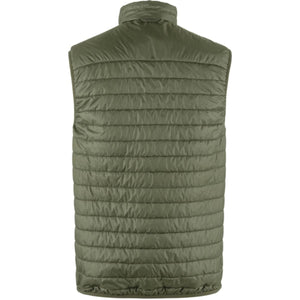 Back view of olive green FjallRaven quilted vest