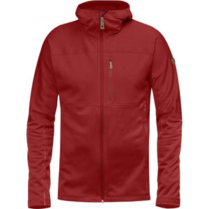 FjallRaven red zip up hooded fleece jacket with chest pocket