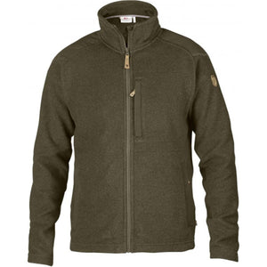 FjallRaven olive green fleece jacket with full zip and chest pocket