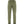 Back view of olive green outdoor trousers with belt loops and zippered pockets