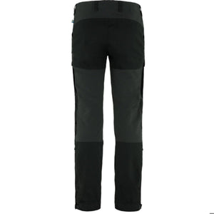 Back view of black FjallRaven trekking trousers with reinforced panels