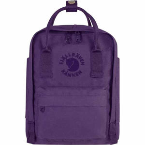 Purple FjallRaven Kanken backpack with top handles and front pocket