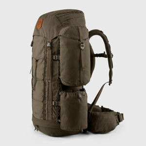 FjallRaven Singi olive green hiking backpack with side pockets and padded shoulder straps