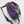 Open purple crossbody bag with internal pockets containing a snack bar and two pencils