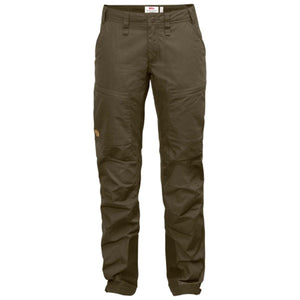 FjallRaven dark olive green trekking trousers with reinforced knees and side pockets