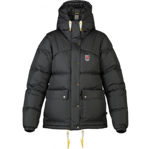 Fjallraven Expedition down jacket in black with hood and front pockets