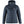 FjallRaven navy blue hooded down jacket with front zipper and logo patch