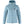 Light blue FjallRaven hooded puffer jacket with front zipper and logo patch
