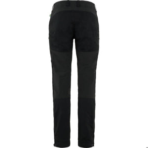 Fjallraven black trekking trousers back view with reinforced seat and knee panels