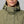 Close up of olive green FjallRaven jacket hood and collar with snap buttons and drawstring
