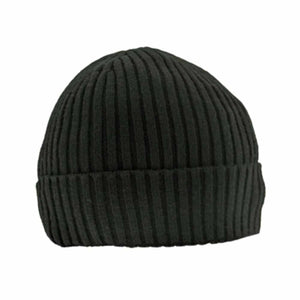 Glovii black ribbed knit beanie