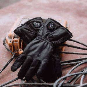 FNDN black heated gloves with power control buttons on the wrist