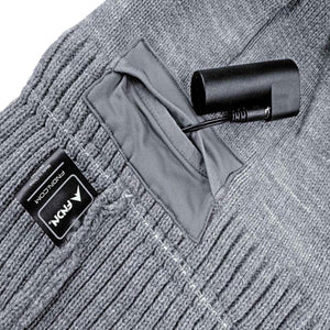 FNDN grey knit fabric with a battery pack connected to a small integrated pocket