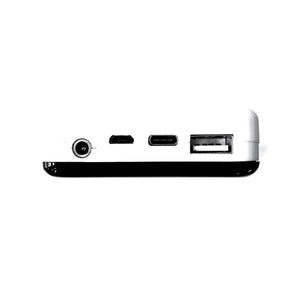 FNDN power bank side view showing DC barrel jack micro USB USB C and USB A ports