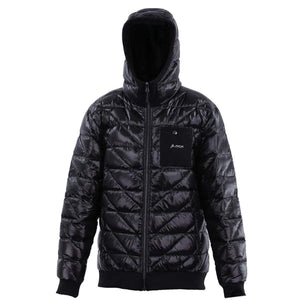 FNDN black quilted hooded puffer jacket with chest pocket