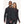 Man and woman wearing matching black long sleeve hoodies with red stitching details