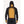 Back view of a black hooded long sleeve shirt with a yellow grid pattern on the back and cuffs