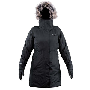 FNDN black parka with faux fur hood