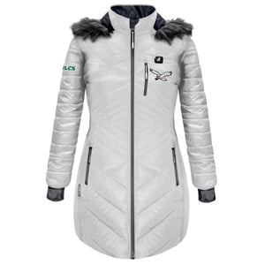 ActionHeat white quilted parka with faux fur hood and Philadelphia Eagles logo
