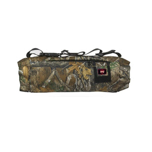 Hand warmer muff with Realtree camouflage pattern and adjustable strap