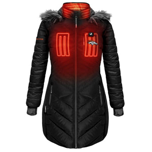 ActionHeat Denver Broncos black heated puffer jacket with faux fur hood