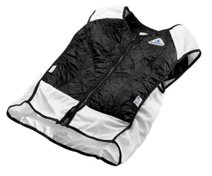 TechKewl black and white quilted cooling vest with front zipper