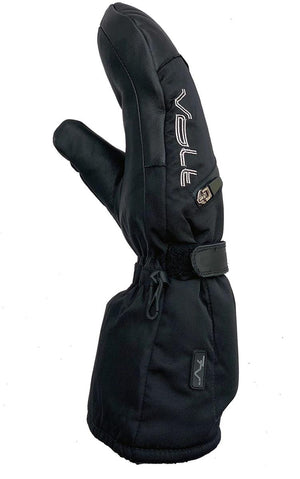 Volt black heated mitten with adjustable wrist strap and zipper pocket