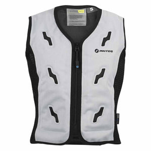 Inuteq grey and black evaporative cooling vest with front zipper closure