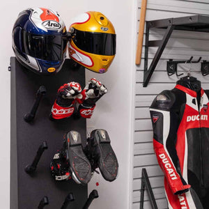 GearDryer wall rack holding motorcycle helmets gloves and boots