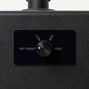 GearDryer control knob with settings for off reset low med and high