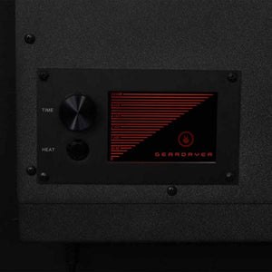 Geardryer control panel with time dial heat button and digital display showing time settings