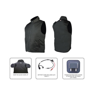 Gears Canada heated vest with battery cord and power distribution system