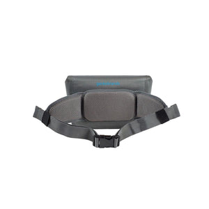Back view of Geckobrands waist pack with padded mesh belt and adjustable buckle strap